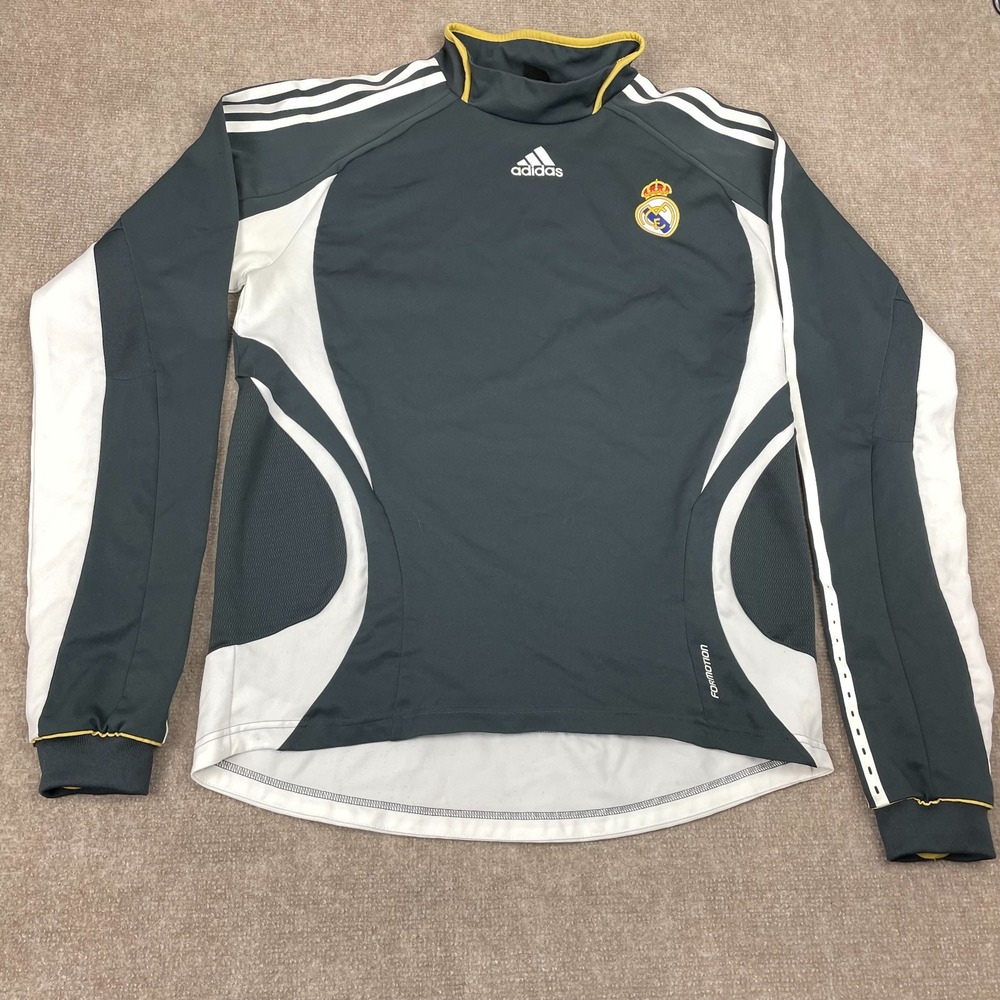 Adidas Real Madrid Football La Liga Training Top Mens Large Gray White Formation